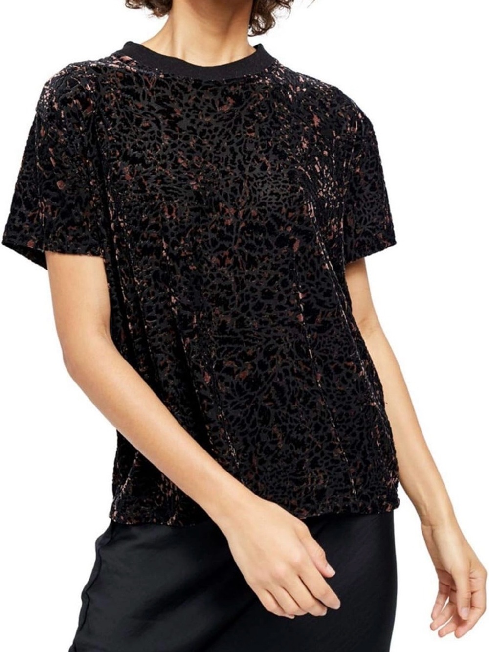 Free People We the Free “Teddy” Leopard Short Sleeved Top